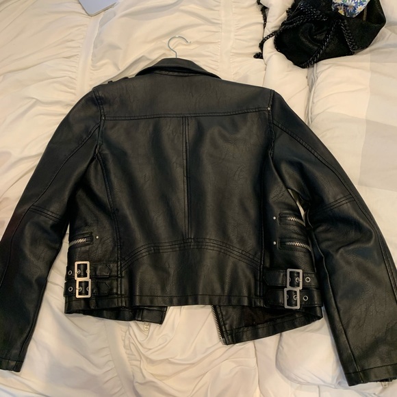 Blank NYC Black Leather Moto Jacket -Silver - Picture 3 of 3